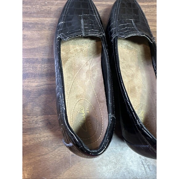 Clarks Artisan Shoes Pumps Heels Women Size 9.5N Black Patent Slip On - Picture 10 of 16